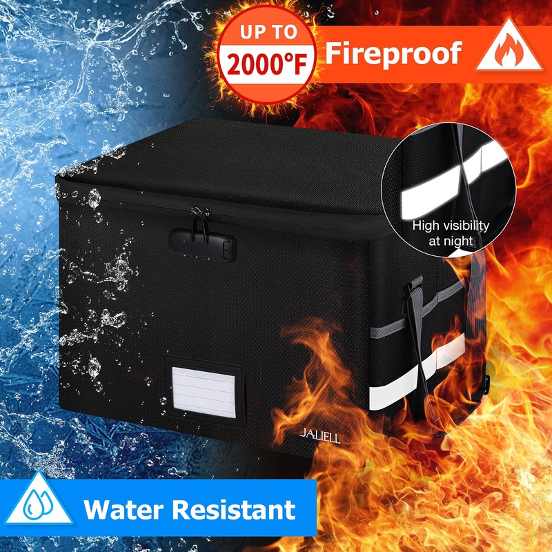 File Box with Lock - Fireproof Document Box File Organizer