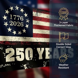 America's 250th Anniversary Flag 3x5 Ft - Heavy Duty 3-Ply Double Sided American 250 Year Anniversary Flag 1776-2026 for Outdoor Yard Garden, Semiquincentennial Patriotic Decor (Vivid Color & Anti-Fray)