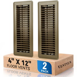 4" x 12" Floor Register Vent Covers 2-Pack, Walkable Powder-Coated Metal Vent Covers with Adjustable Airflow, Curved Safe Edges for Floor/Wall, Brown