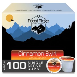 Roast Ridge Single Serve Coffee Pods for Keurig K Cup Brewers, Cinnamon Swirl, Medium Roast, 100 Count