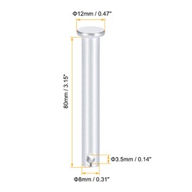 TA-VIGOR 4pcs 8 x 80mm Clevis Pins Single Hole, Zinc-Plated Steel Flat Head Link Hinge Pin Fastener for Mechanical Linkage, Ship Rigging, Fixed Parts