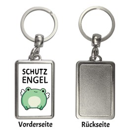 speecheese Frog Keyring with Saying Guardian Angel Lucky Charm for More Strength and Happiness Kawaii Frog Angel Animal, multicoloured