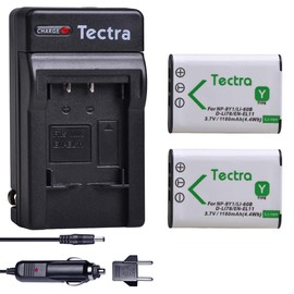 Tectra 2-Pack Battery and Charger Kit for NP-BY1 EN-EL11 LI-60B D-Li78 Compatible with Nikon Coolpix S550 S560 Sony Action Cam Mini HDR-AZ1VR AZ1 AZ1V AZ1VR Olympus FE-370