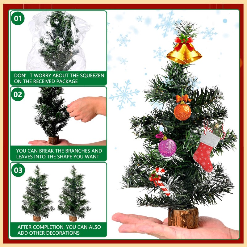 8 Packs Tabletop Mini Christmas Tree Small Christmas Tree Artificial
