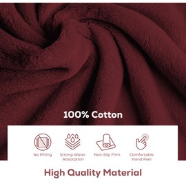 ALIBI Bath Mat Floor Towel| 1 Pack Super Soft & Absorbent Luxury Cotton Towel - Burgundy 44X26