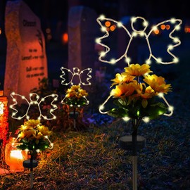 Lmtocs New Version Solar Angel Lights with Sunflower, 2 Modes Cemetery Angel for Grave Decorations, Waterproof Outdoor Angel Solar Lights for Christmas Yard Patio Pathway Memorial Grave Decorations