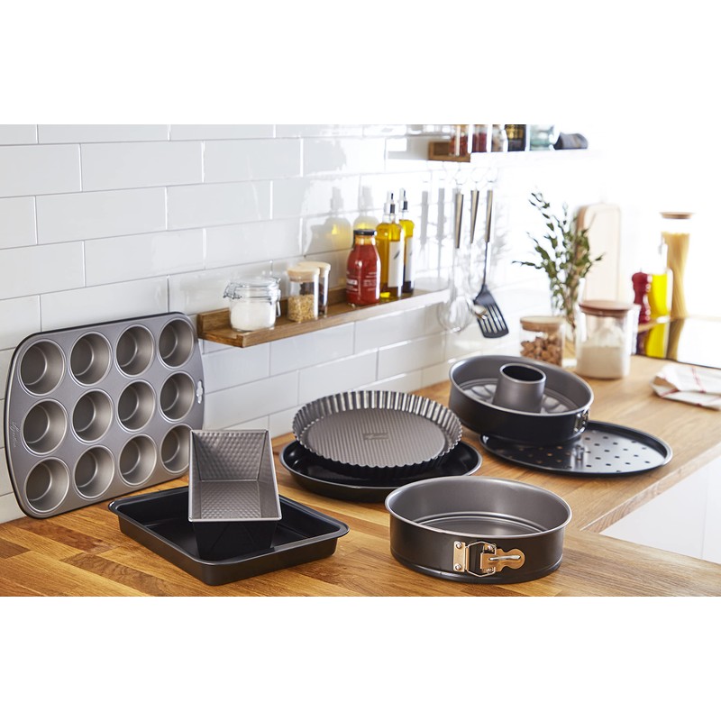 Lagostina Gustosa Non-Stick Steel Oven Baking Mould, Black, Diameter 28