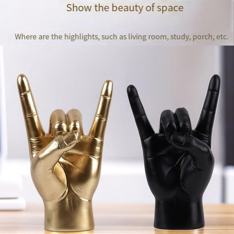Elqater Rock Hand Gesture Statue Rock Music Art Craft Finger