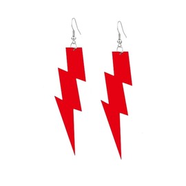 RUIZHEN Multicolor to Choose Acrylic Exaggerated Women Lightning Bolt Dangle Earrings (red)