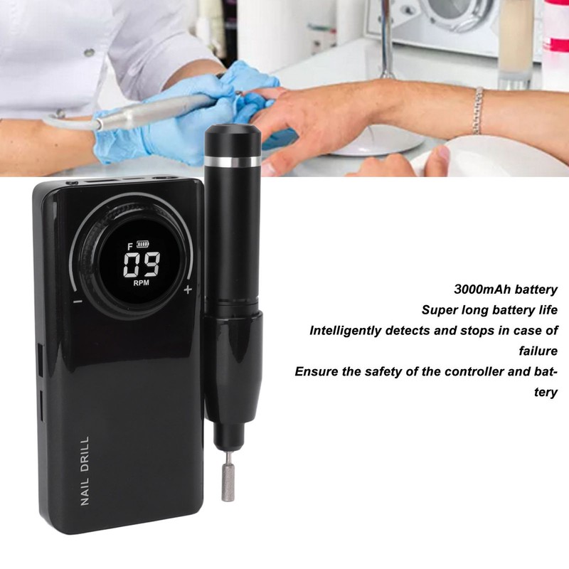 Electric Nail Drill Machine 35000RPM LED Display Rechargeable Nail Polishing