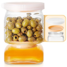 Glass Pickle Jar with Strainer Flip, 46 FL OZ Pickle Container with Double Leak-proof Lid, Pickle Flip Jar for Olives, Pickles, Gherkins, Jalapeños, Garlic, Beets & More – Dishwasher Safe
