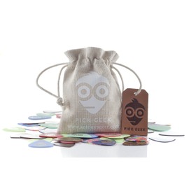 Pick Geek Guitar Picks | 101 Premium Plectrums | for Your Electric, Acoustic, or Bass Guitar | Light, Medium, Heavy, and X Heavy | Gifted in a Unique Pick Bag | Includes Wedgie Pick Holder