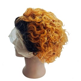 Yiifiulyn Pixie Cut Wig Human Hair Wet and Wavy Lace Front Bob Wig Short Curly Human Hair Wigs for Women(Ombre Ginger Color)