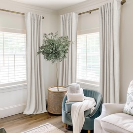 Zeerobee 100% Blackout Curtains for Bedroom 63 inches Long, Linen Blackout Curtains 63 inches Long 2 Panels Set, Thermal Insulated Back Tab/Rod Pocket Curtains for Living Room/Nursery- Beige,W50 X L63