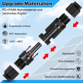 12 Pairs Solar Plug Set, Guokukey PV Solar Plug Male/Female Plug Solar System Solar Panel Cable Connector, IP67 Solar Connector, Photovoltaic Connector for 2.5/4/6 mm²