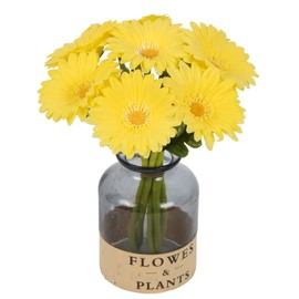 ICBOX 8PCS Yellow Fake Daisies Small Artificial Flowers 11.8” Daisy Bouquet for Table Centerpiece Arrangement Bathroom Kitchen Home Decor