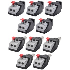 JacobsParts Male and Female DC Power Jack & Plug Screwless Quick Wire Connector 5.5mm x 2.1mm for 12V/24V LED Strip and Electronics (5 Pairs)
