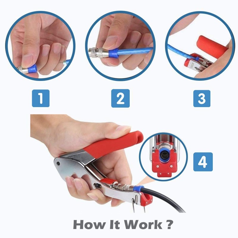 Coax Cable Crimper Cutter - TECHTOO Coaxial Cable Compression Fitting