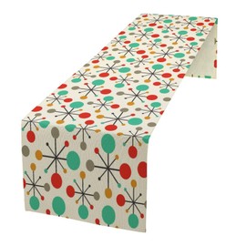 Mid Century Table Runner, Modern Atomic Pattern Absctract Geometric Retro 1950S 1960S Dinner Runner for Home Kitchen Dining Table Decoration, 13x70 Inch