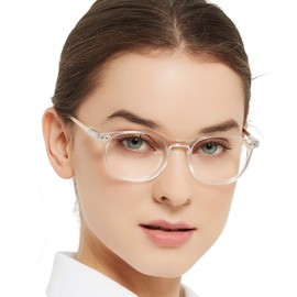 MARE AZZURO Round Reading Glasses Women Trendy Readers 0 100 125 150 175 200 225 250 275 300 350 400 500 600 (Transparent, 2.50)