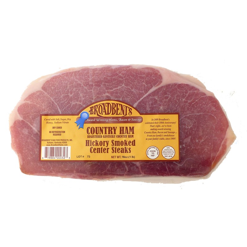 Julia's Pantry Premium 1# Hickory Smoked Country Ham Center Steak,