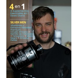 NSN | Silver Mens | Suplemento para hombres 40+ | Ciruelo Africano, Ginseng, Maca Negra | 100 Cápsulas
