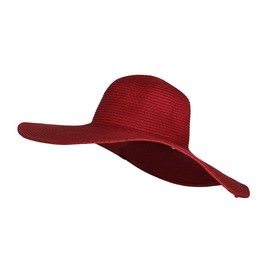 WITHMOONS Straw Hats for Women Floppy Sun Red Hats Beach Wide Brim Oversized UPF 50 with Strap Summer Roll Up SZ90045 (Red)