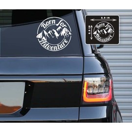 Printbeat Born for Adventure Vinyl Decals Stickers for Cars, Vans, Trucks, and laptops (White 5.9x5.9)