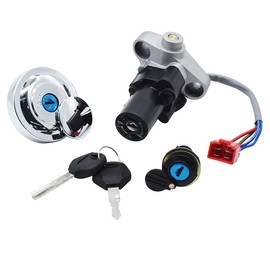 RCRBT Ignition Switch Fuel Cap Seat Lock Keys Compatible with Yamaha V-Star 650 1100 XVS650 XVS1100 4TR-82021-00 4TR-82501-00 4TR-82501-01 (4 Plug)