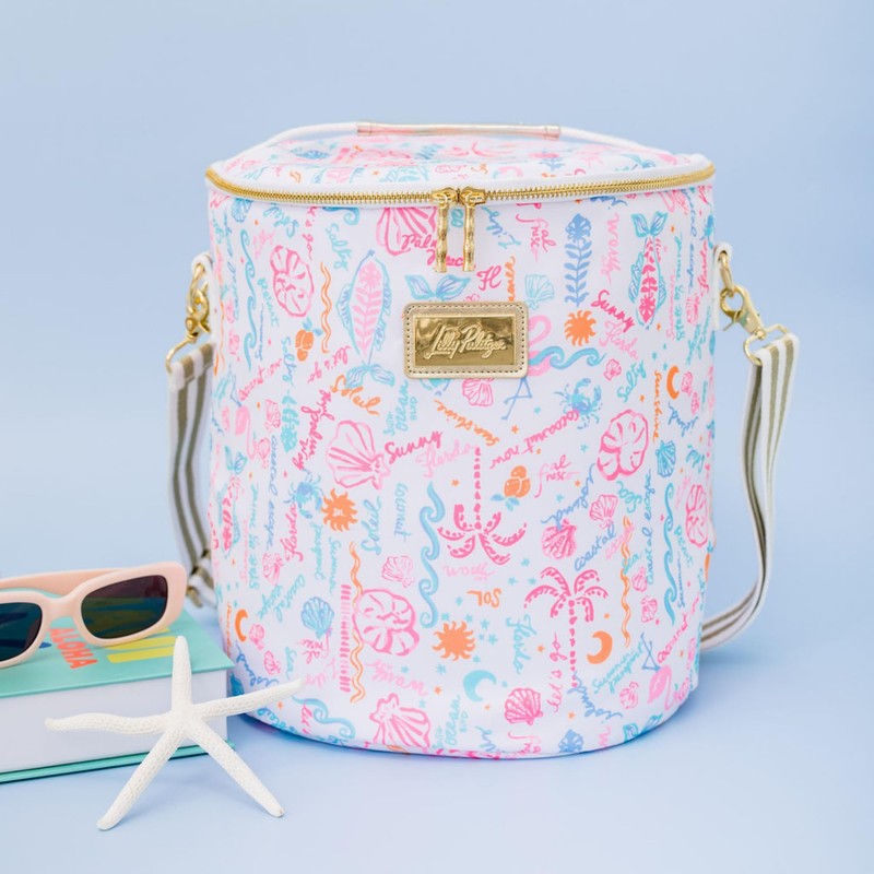 Lilly Pulitzer Insulated Soft Cylinder Beach Cooler with Adjustable/Removable Strap