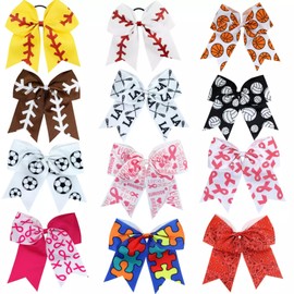 Venbytech for USA Sports Jumbo 7" Cheer Bow Ponytail Holder Teen Big Girls Large Hair Bow