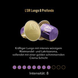 L'OR Lungo Profondo 8 Coffee Capsules Nespresso®* Compatible (20 Coffee Pods), Intensely Spicy, Intensity 8/11