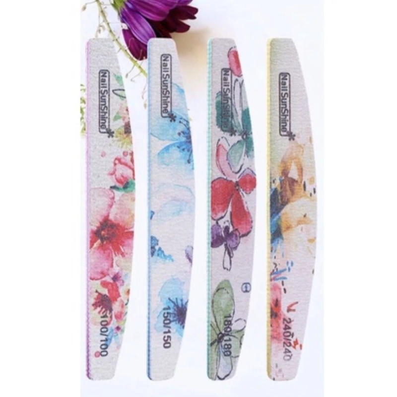 3 Limas De Uñas Con Patron De Flores Jr