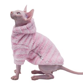 Hairless Cat Clothes Warm Thick Fashion Cat Hoodie for Autumn and Winter Cat Apparel for Sphynx Cats, Devon Rex Cats,Cornish Cats and Small Cats (Pink, XX-Large)