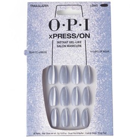 OPI OPI xPRESS/ON Trailglazer | Velvet Blue Long Almond Press On Nails | With Nail Glue | Long Lasting, Reusable, Non-damaging