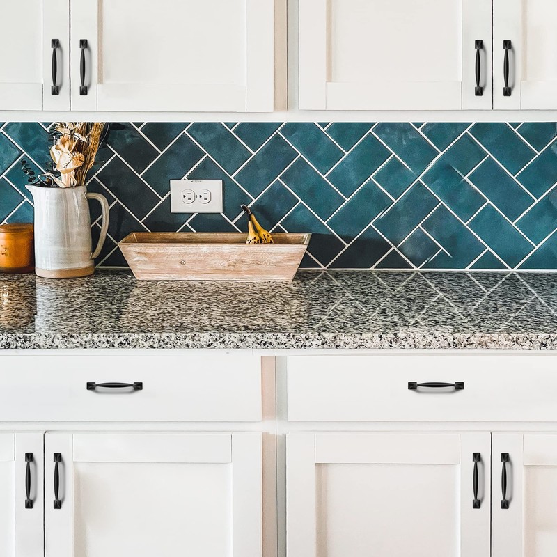 Ravinte 10 Pack Cabinet Handles Black Cabinet Pulls 3-3/4 Inch