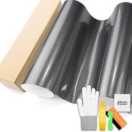 Heavy Metal Diamond Glitter Gloss Graphite Gray Metallic Vinyl Wrap Auto Car Sticker Decal Film Sheet Bubble Free Air Release Technology with Tool Set 1.6FTx5FT