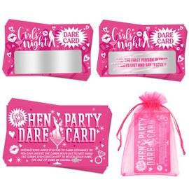 HOWAF 40Pcs Hen Party Games Scratch Off Dare Cards, Girls Night Dare Card Game Fun Hen Party Accessories Hen Do Games Hen Night Games Cards for Girls Night Out Party