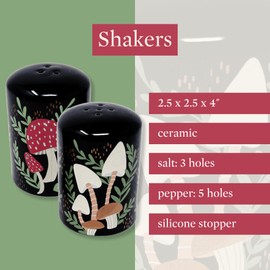 Steel Mill & Co. Mushroom Salt and Pepper Shakers, Cute Novelty Mushrooms Decor, Cottagecore/Hippie/Fairycore Kitchen Accessories, Mushroom