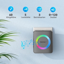 TECKNET Wireless Doorbell, Wireless Doorbell Set, 500 m Range, IP65 Outdoor Waterproof Front Door Bell with 2 Plug-In Receivers and 1 Transmitter, Ring Doorbell and Bell Button with LED Flash