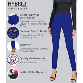 Hybrid & Company Women Stretch Skinny Dress Pants Pull On Office Leggings Trousers KP45002SK 1073T Royal S