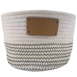 Midlee Rope Dog Toy Basket with Blank Label- Personalize It!