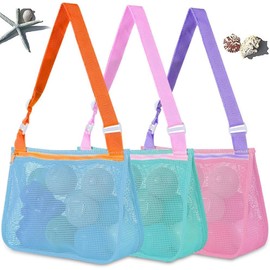 XINYUICEAN Bolso De Playa y Bolso de Mano de Malla, 3 Bolsas de Malla de Playa Ajustables, Bolsa de Playa de Malla Bolsa de Recolección de Conchas para Playa Bolsa de Almacenamiento de Conchas Marinas