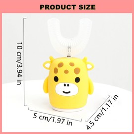 Kids Sonic Electric Toothbrush U Shaped Automatic Timer IPX7 Waterproof 5 Modes 360° Oral Cleaning Teeth Whitening Gums Massage Replaceable Soft Cartoon for 7-15 (Pink Penguin)