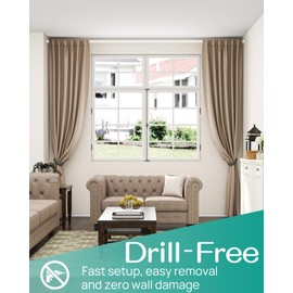 Tension Curtain Rod by EZFurni, 42 to 123 Inch, Heavy Duty Tension Rod for Windows, Anti-Slip White Shower Curtain Rod Spring Tension, Adjustable Spring Loaded Curtain Rods No Drilling, Easy Install