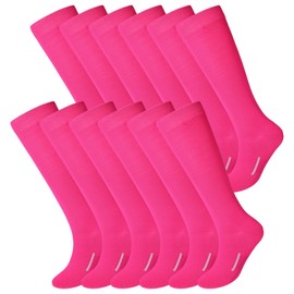 Haysandy 12 Pairs Youth Socks Bulk Soccer Football Softball Baseball Socks for Athletic Girls Kids Youth Adults Team Sport(Hot Pink,S)