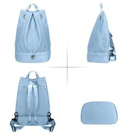 Perselief Women's Gym Backpack Waterproof Swimming Backpack with Shoe Compartment & Wet Pocket, Sports Travel Backpack Small Gym Bag