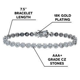 Cate & Chloe Ally 18k Tennis Bracelet, Women's 18k Gold Plated Tennis Bracelet w/Cubic Zirconia Crystals, 7.5" Sparkling Stone Bracelet for Women, CZ Wrist Wrap Bracelets