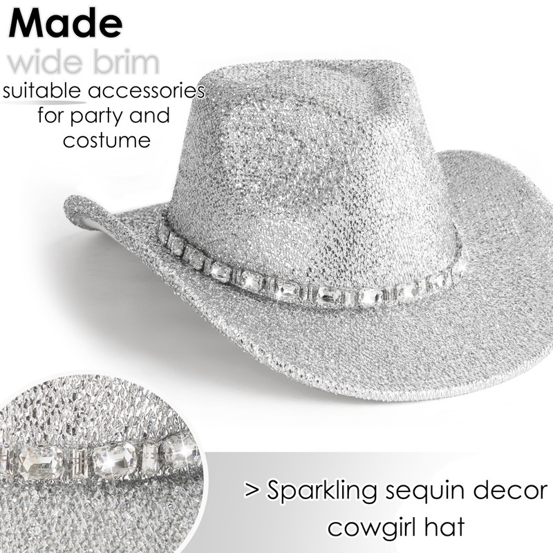 Gossifan Western Hats for Women Men Sparkly Cowgirl Hat Wide