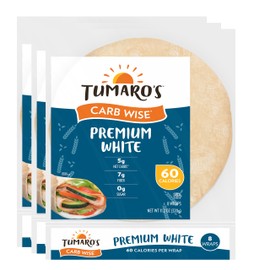 Tumaro's Premium White Carb Wise Wraps - Low Carb - Keto Friendly Sandwich & Burrito Tortillas - Healthy Vegan Alternative - 8 Count (Pack of 3)